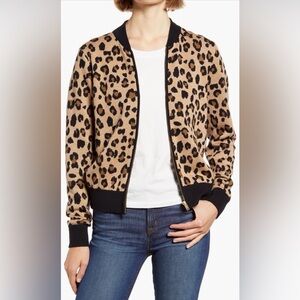 J. Crew Leopard Print Bomber Jacket - Tan & Black